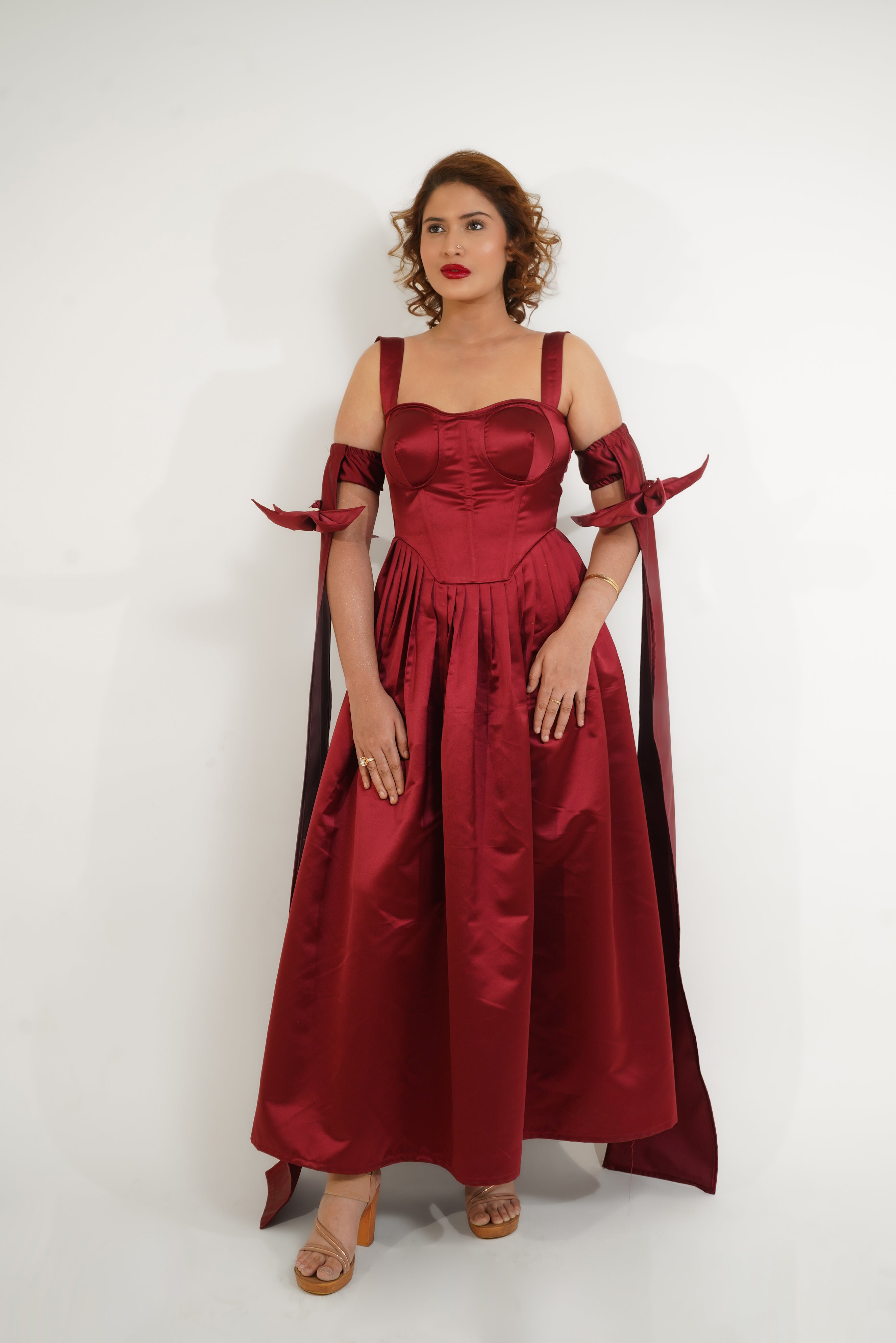BOW SLEEVE MIDI DRESS