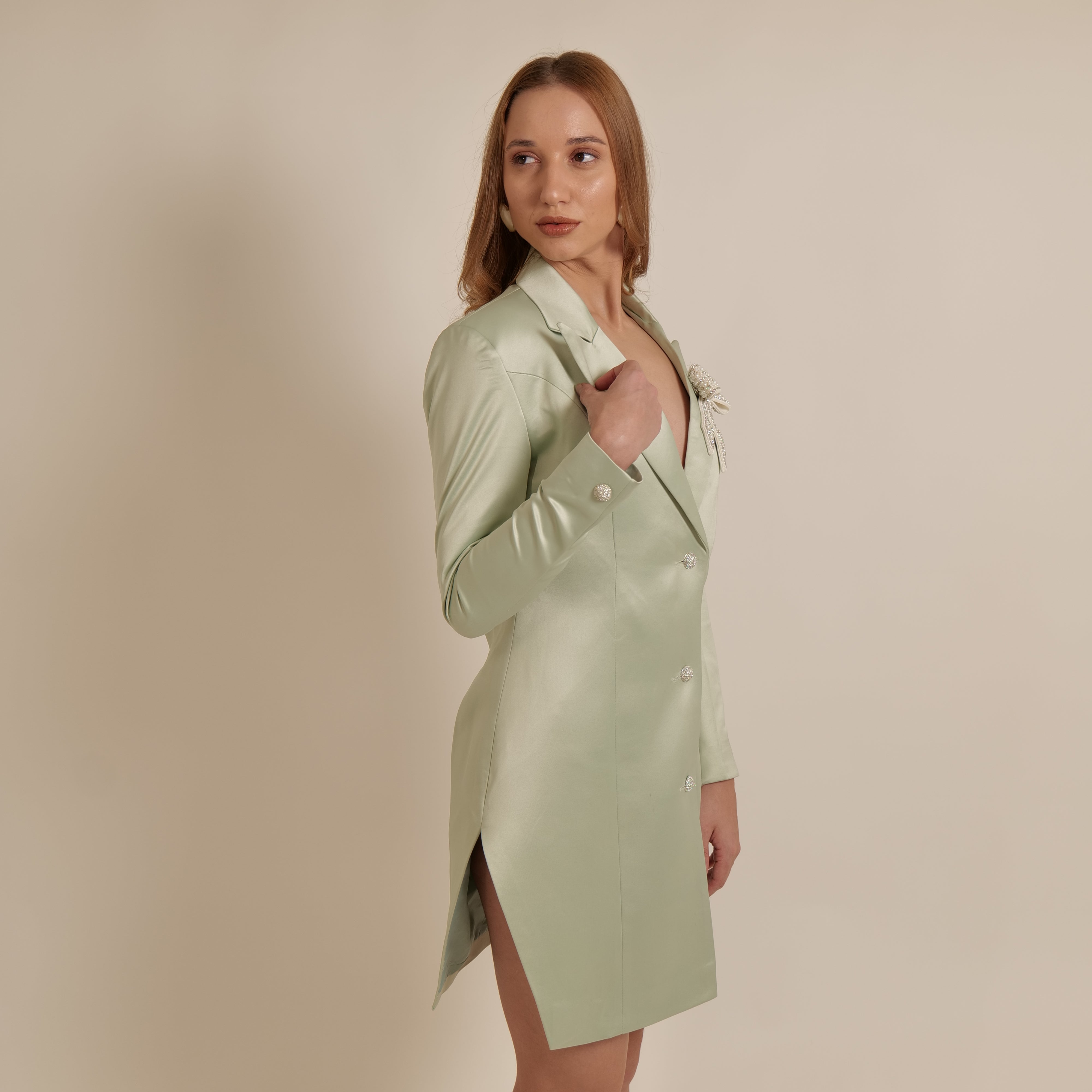Pastel Green Blazer Dress