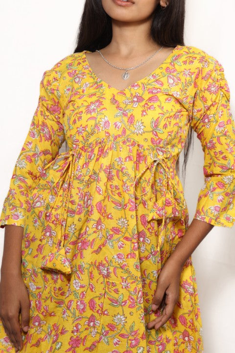 YELLOW DRESS PUFF SLEEVE