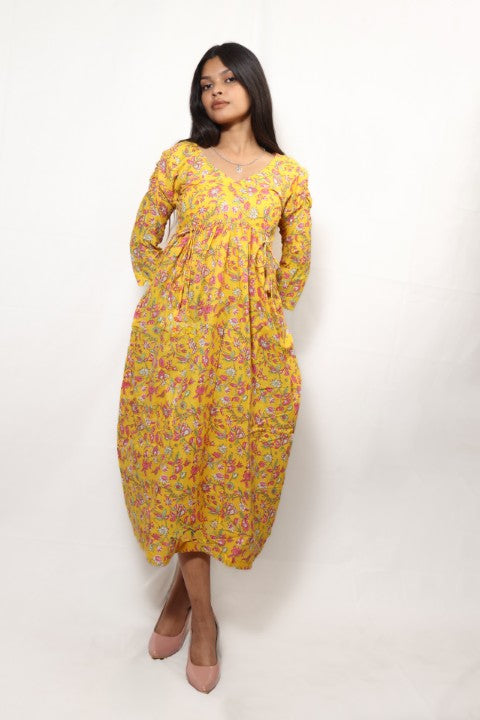 YELLOW DRESS PUFF SLEEVE