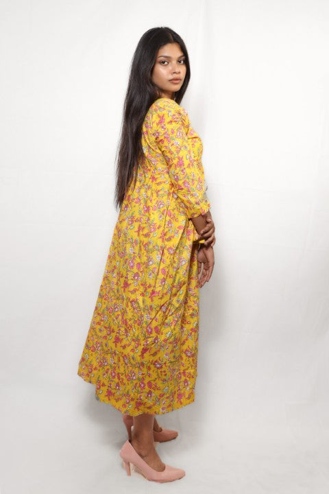 YELLOW DRESS PUFF SLEEVE