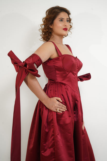 BOW SLEEVE MIDI DRESS