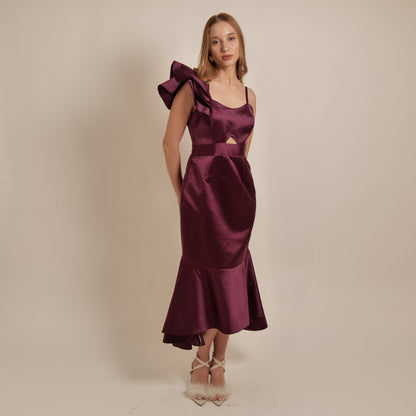 Wine Ruffle Dress