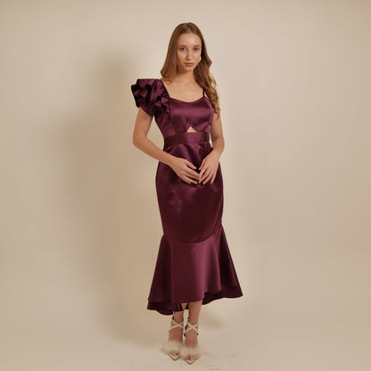 Wine Ruffle Dress