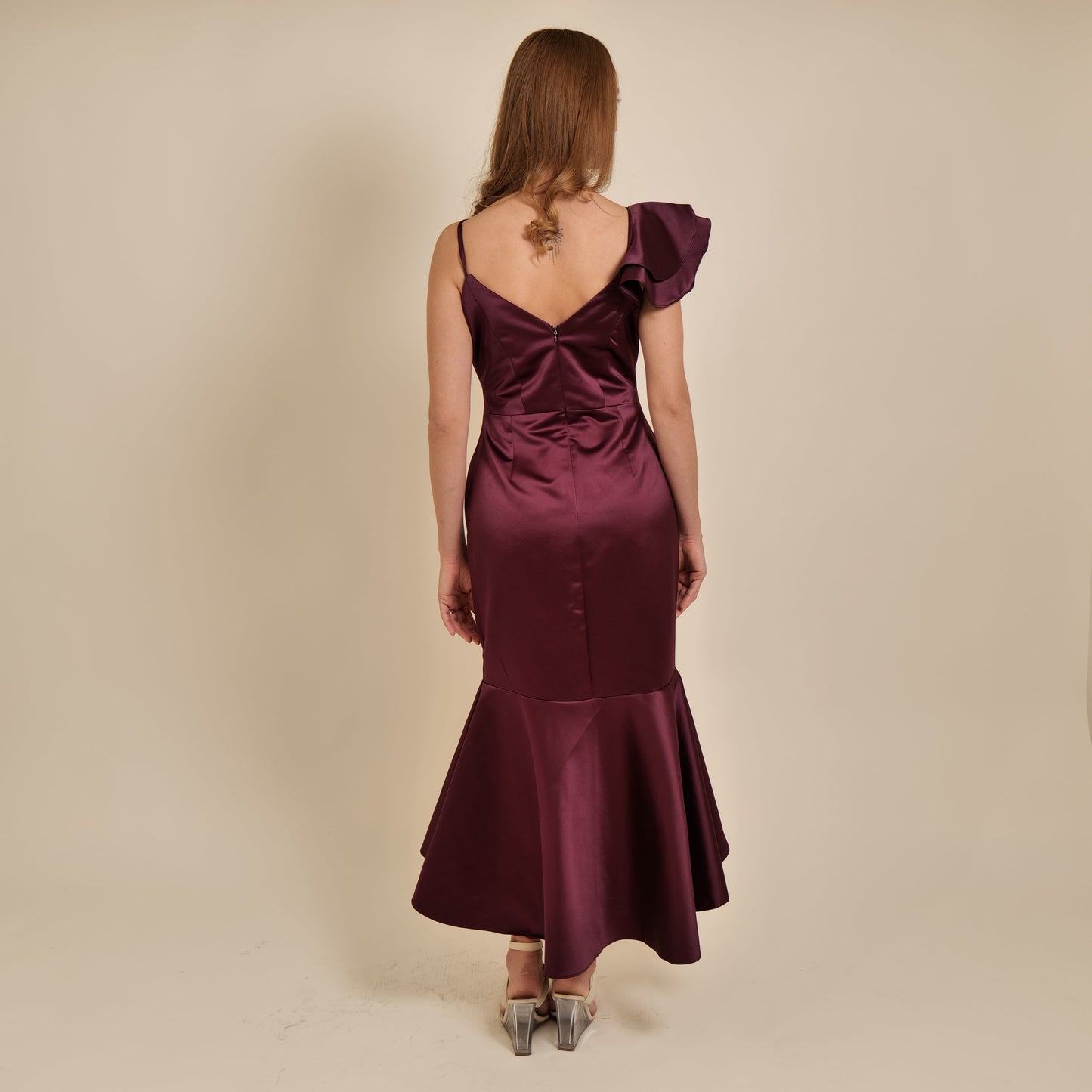 Wine Ruffle Dress